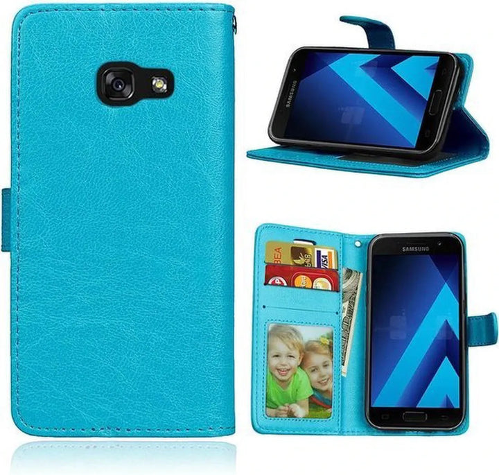 Samsung Galaxy A3 2017 Hoesjes – Portemonnee Hoes – Pasjeshouder – Bookcase – Turquoise-Ilumina Benelux