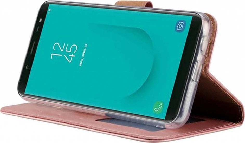 Samsung Galaxy J6 2018 Hoesjes – Portemonnee Hoes – Pasjeshouder – Magneetsluiting – Roségoud