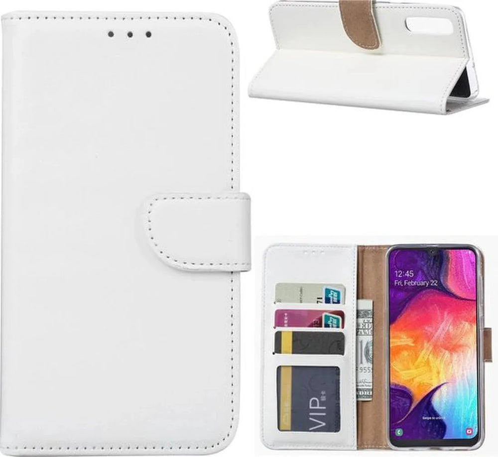 Samsung Galaxy A70/A70S Hoesjes – Portemonnee Hoes – Pasjeshouder – Magneetsluiting – Wit-Ilumina Benelux