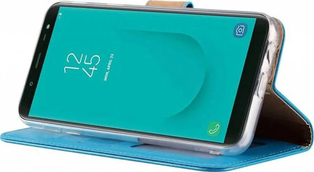 Samsung Galaxy J6 2018 Hoesjes – Portemonnee Hoes – Pasjeshouder – Magneetsluiting – Turquoise-Ilumina Benelux