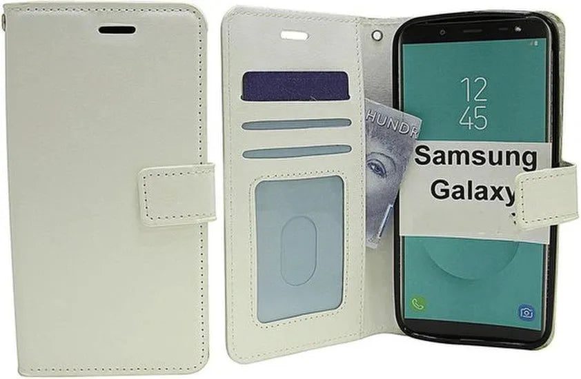Samsung Galaxy J6 2018 Hoesjes – Portemonnee Bookcase – Pasjeshouder – Magneetsluiting – Wit-Ilumina Benelux
