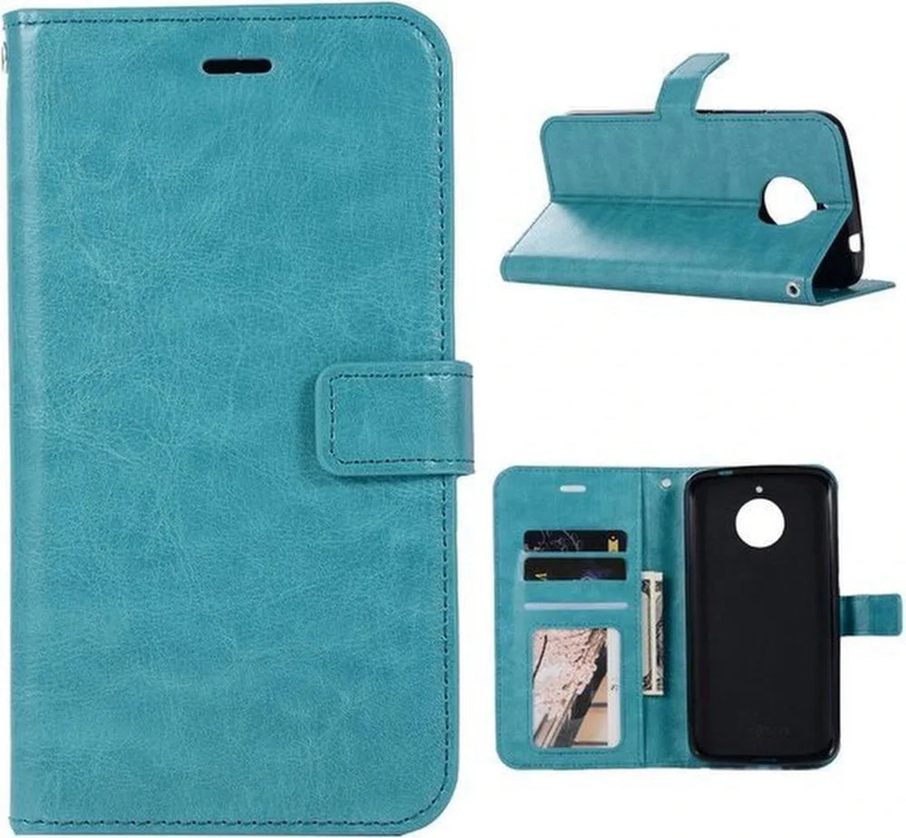 Motorola Moto E4 Hoesjes – Portemonnee Hoes – Bookcase – Pasjeshouder – Turquoise-Ilumina Benelux