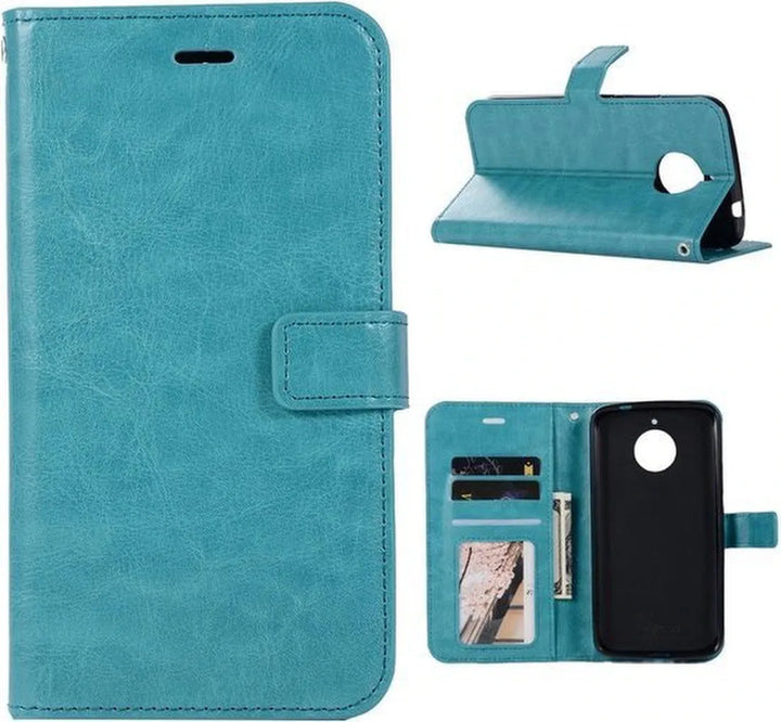 Motorola Moto E4 Hoesjes – Portemonnee Hoes – Bookcase – Pasjeshouder – Turquoise-Ilumina Benelux