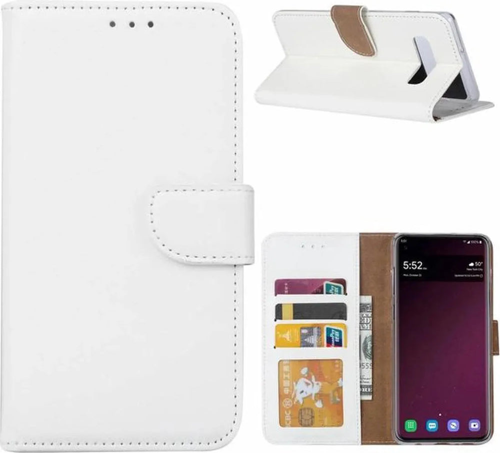 Samsung Galaxy S10 Hoesjes – Portemonnee Hoes – Pasjeshouder – Magneetsluiting – Wit-Ilumina Benelux