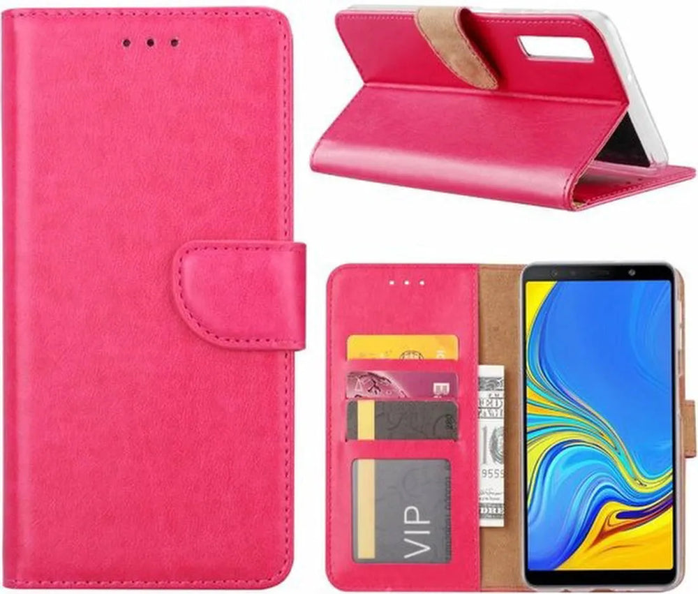 Samsung Galaxy A9 2018 Hoesjes – Portemonnee Hoes – Pasjeshouder – Magneetsluiting – Roze-Ilumina Benelux