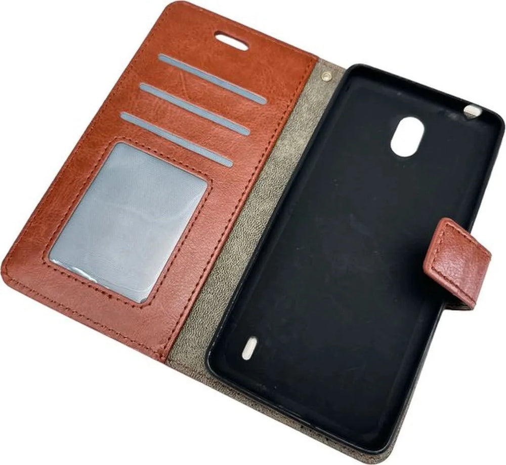 Nokia 2.1 Hoesjes – Bookcase Portemonnee Hoes – Pasjeshouder – Magneetsluiting – Bruin-Ilumina Benelux