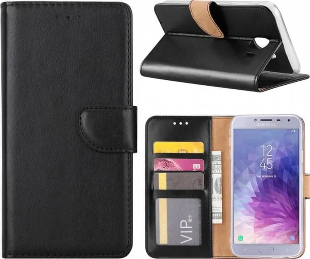 Samsung Galaxy J4 Plus 2018 Hoesjes – Portemonnee Hoes – Pasjeshouder – Magneetsluiting – Zwart-Ilumina Benelux