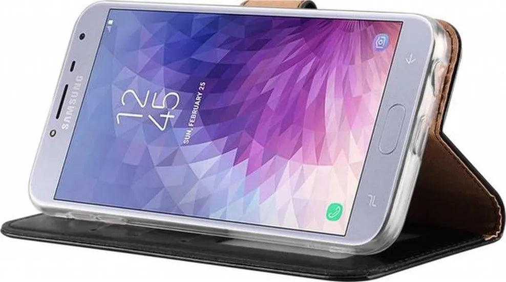 Samsung Galaxy J4 Plus 2018 Hoesjes – Portemonnee Hoes – Pasjeshouder – Magneetsluiting – Zwart-Ilumina Benelux