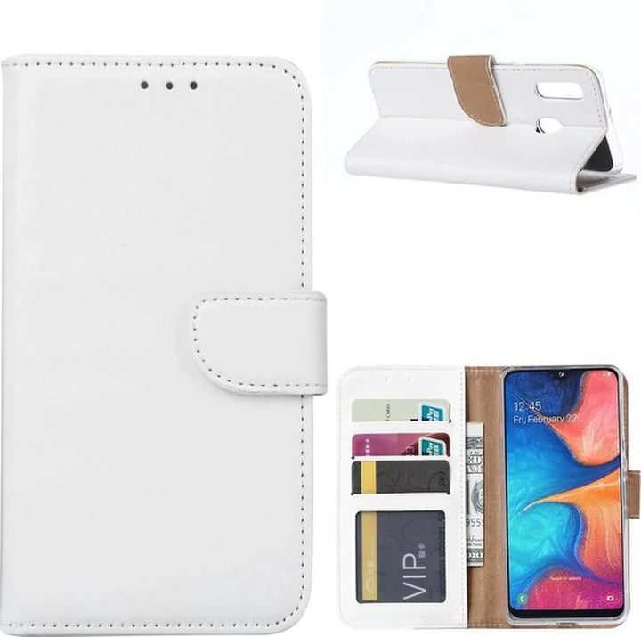 Samsung Galaxy A40 Hoesjes – Portemonnee Hoes – Pasjeshouder – Magneetsluiting – Wit-Ilumina Benelux