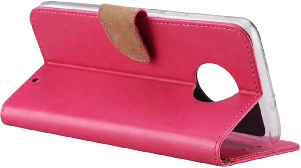 Motorola Moto G6 Play Hoesjes – Portemonnee Bookcase – Pasjeshouder – Magneetsluiting – Roze-Ilumina Benelux