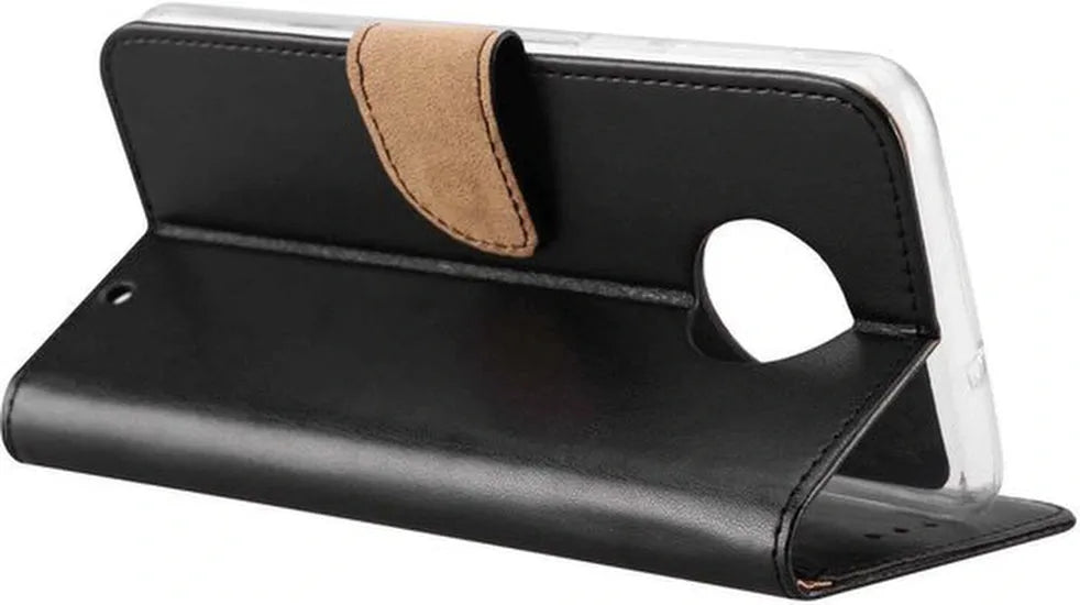 Motorola Moto G6 Play Hoesjes – Portemonnee Hoes – Pasjeshouder – Magneetsluiting – Zwart-Ilumina Benelux
