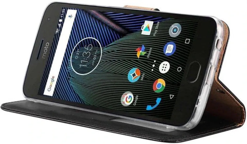 Motorola Moto G6 Play Hoesjes – Portemonnee Hoes – Pasjeshouder – Magneetsluiting – Zwart-Ilumina Benelux
