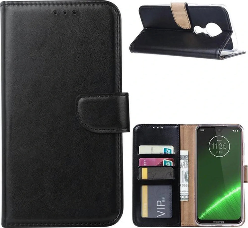 Motorola Moto G7 Power Hoesjes – Portemonnee Bookcase – Pasjeshouder – Magneetsluiting – Zwart-Ilumina Benelux
