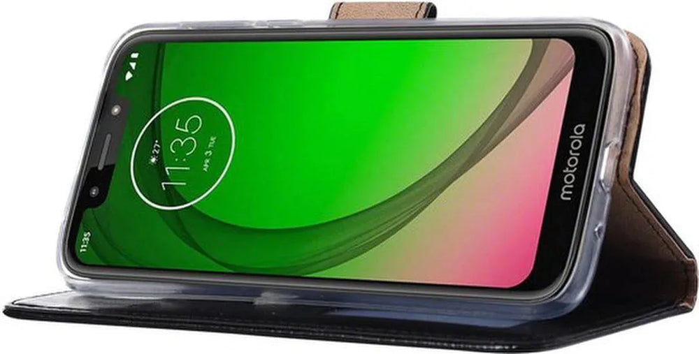Motorola Moto G7 Power Hoesjes – Portemonnee Bookcase – Pasjeshouder – Magneetsluiting – Zwart-Ilumina Benelux