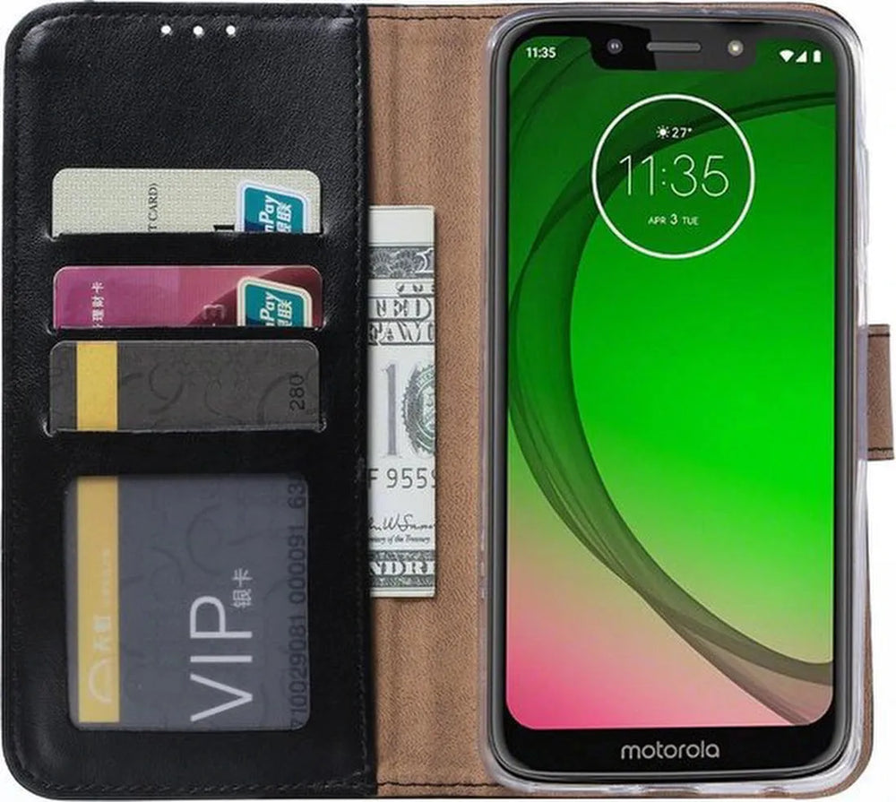 Motorola Moto G7 Power Hoesjes – Portemonnee Bookcase – Pasjeshouder – Magneetsluiting – Zwart-Ilumina Benelux