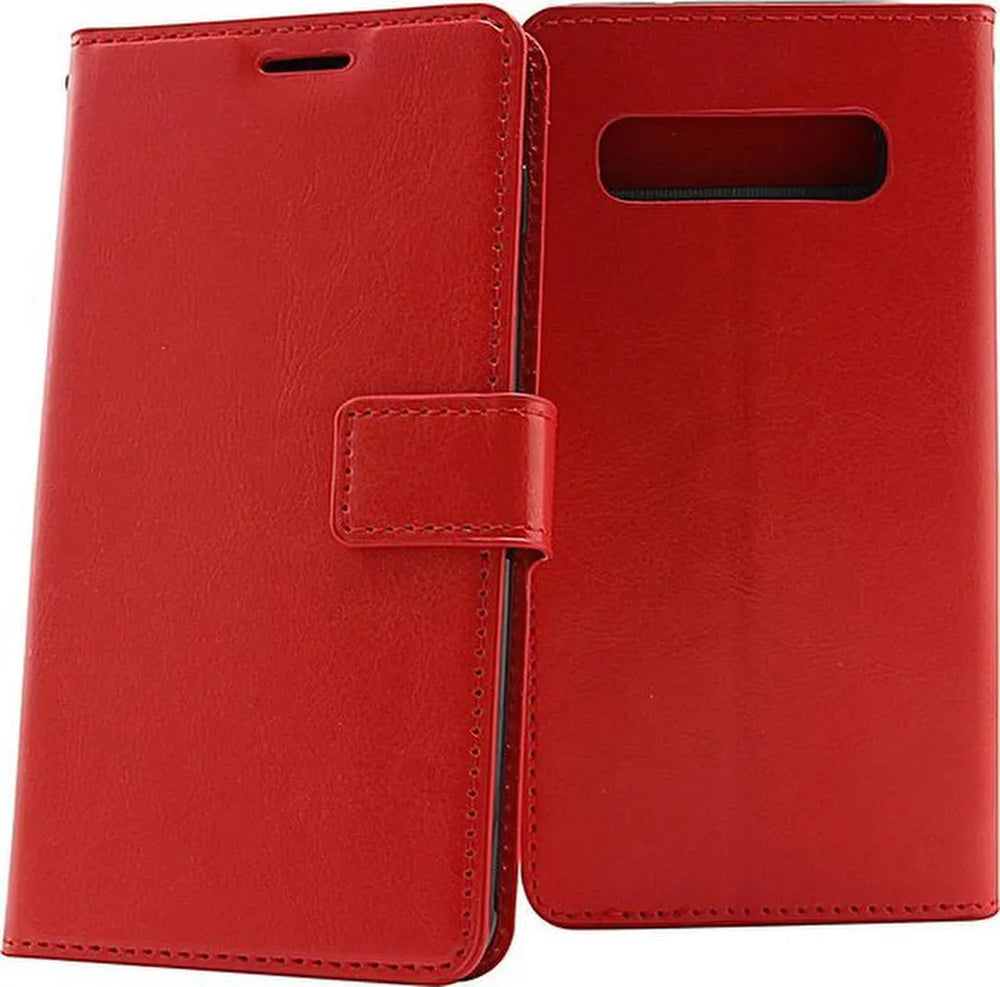 Samsung Galaxy S10E Hoesjes – Portemonnee Hoes – Pasjeshouder – Magneetsluiting – Rood-Ilumina Benelux