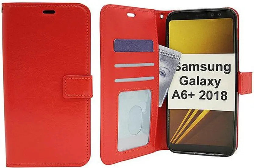 Samsung Galaxy A6 Plus 2018 Hoesjes – Bookcase Portemonnee Hoes – Pasjeshouder – Magneetsluiting – Rood-Ilumina Benelux