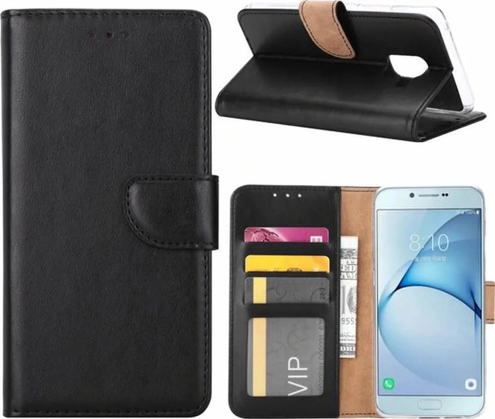 Samsung Galaxy A8 2018 Hoesjes – Portemonnee Hoes – Pasjeshouder – Magneetsluiting – Zwart-Ilumina Benelux