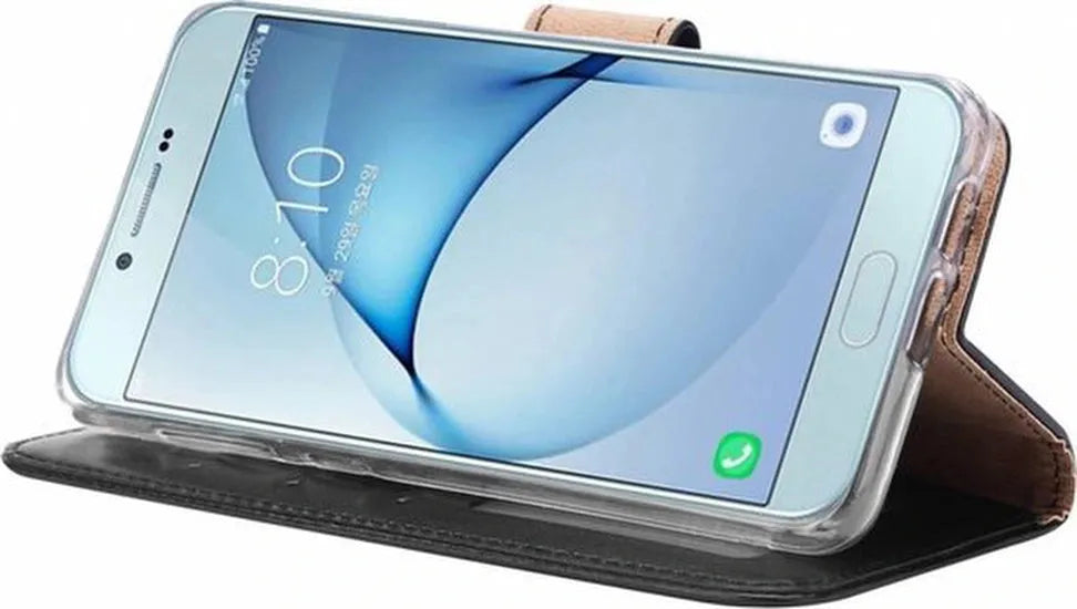 Samsung Galaxy A8 2018 Hoesjes – Portemonnee Hoes – Pasjeshouder – Magneetsluiting – Zwart-Ilumina Benelux