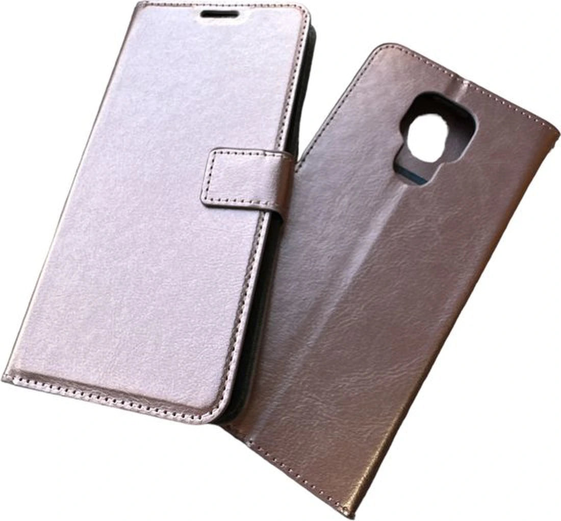 Motorola Moto G7 Plus Hoesjes – Bookcase Portemonnee Hoes – Pasjeshouder – Magneetsluiting – Roségoud