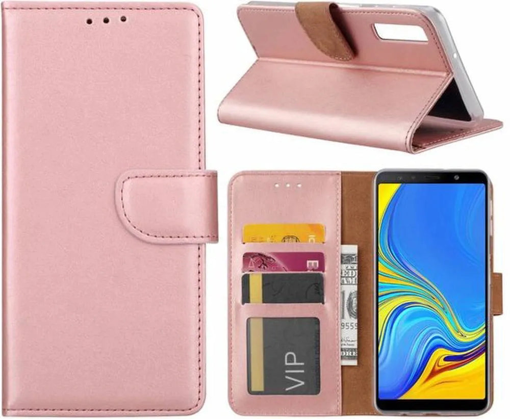 Samsung Galaxy A9 2018 Hoesjes – Portemonnee Hoes – Pasjeshouder – Magneetsluiting – Roségoud-Ilumina Benelux