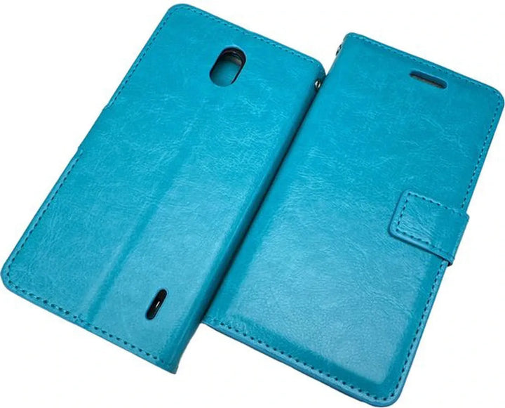Nokia 2.1 Hoesjes – Bookcase Portemonnee Hoes – Pasjeshouder – Magneetsluiting – Turquoise-Ilumina Benelux