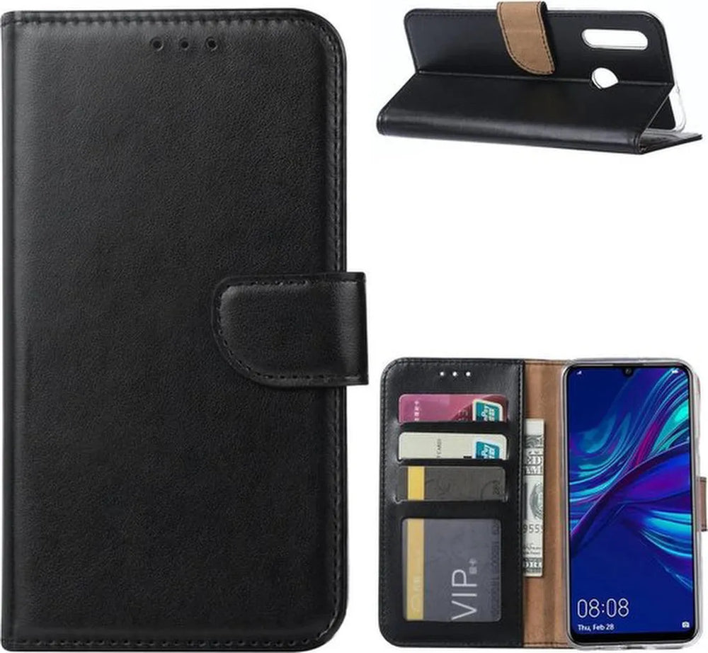 Huawei P Smart Plus 2019 Hoesjes – Bookcase Portemonnee Hoes – Pasjeshouder – Magneetsluiting – Zwart-Ilumina Benelux