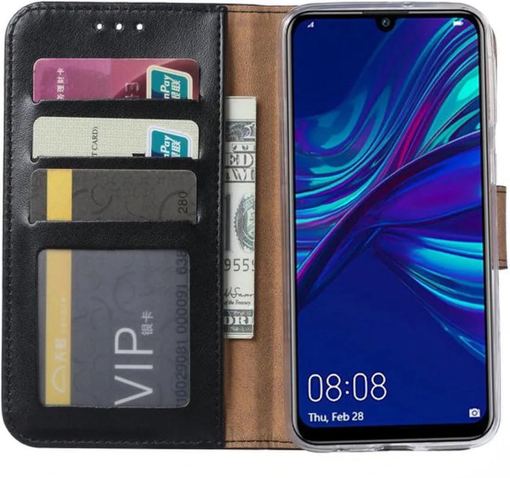 Huawei P Smart Plus 2019 Hoesjes – Bookcase Portemonnee Hoes – Pasjeshouder – Magneetsluiting – Zwart-Ilumina Benelux
