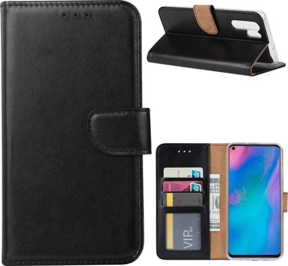 Huawei P30 Pro Hoesjes – Portemonnee Hoes – Pasjeshouder – Magneetsluiting – Zwart-Ilumina Benelux