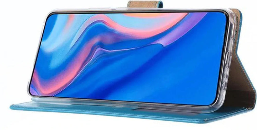 Huawei P Smart Z Hoesjes – Portemonnee Bookcase – Pasjeshouder – Magneetsluiting – Turquoise-Ilumina Benelux