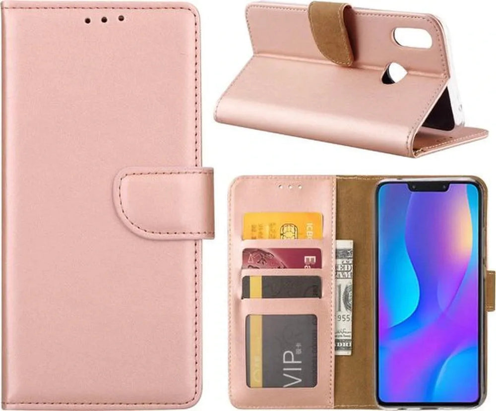 Huawei P Smart Plus 2018 Hoesjes – Bookcase Portemonnee – Pasjeshouder – Magneetsluiting – Roségoud-Ilumina Benelux