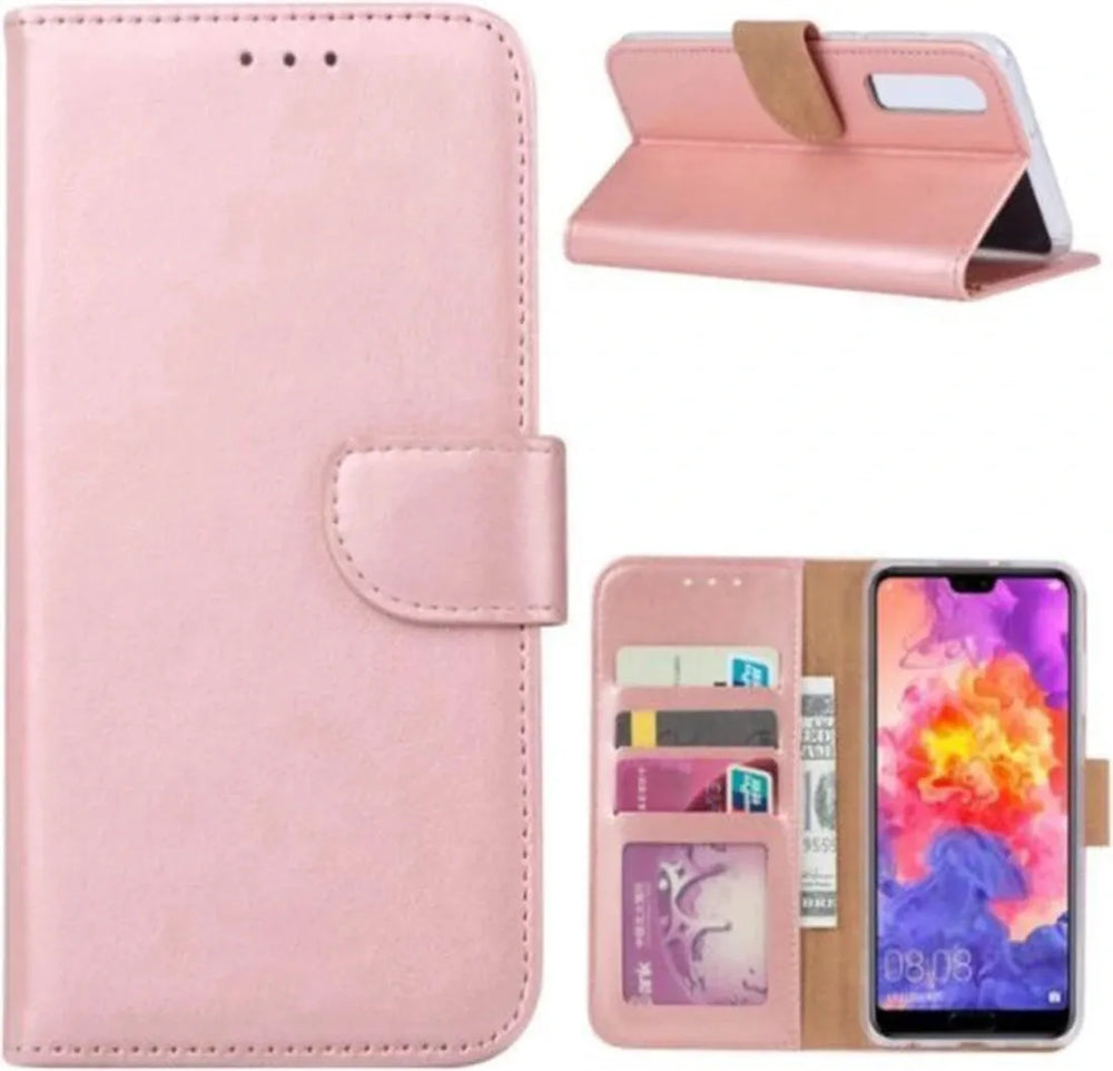 Huawei P30 Pro Hoesjes – Portemonnee Bookcase – Pasjeshouder – Magneetsluiting – Roségoud-Ilumina Benelux