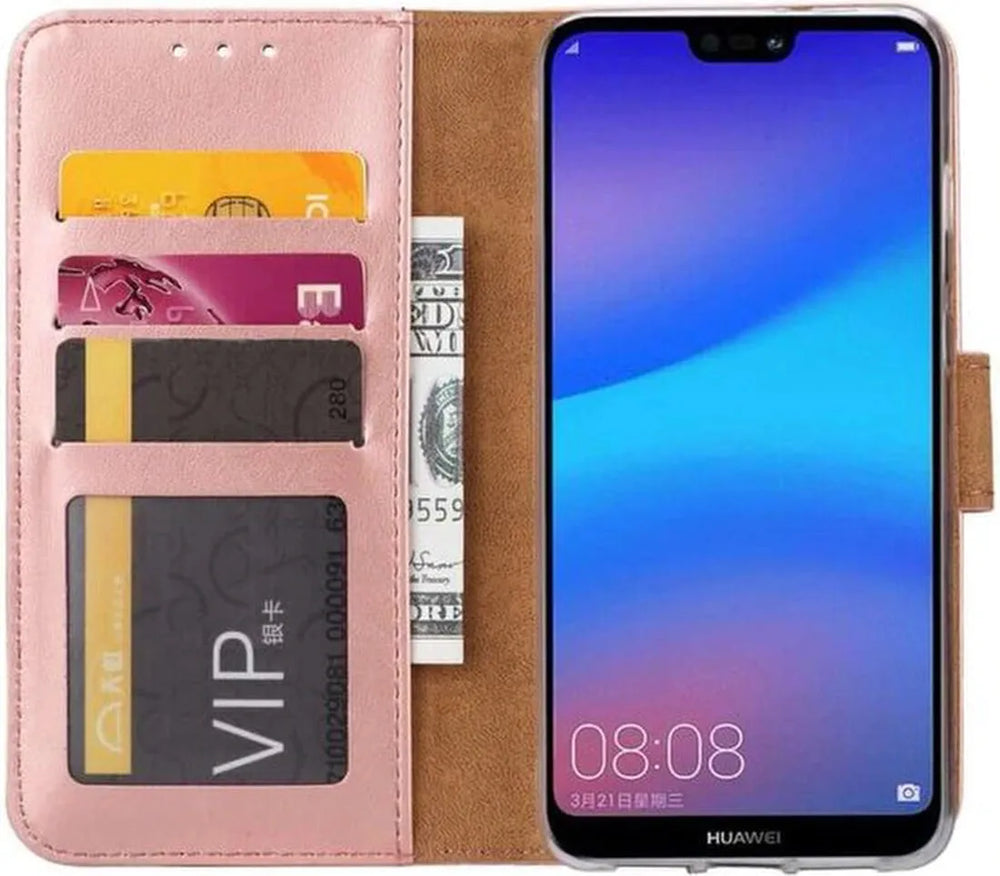Huawei P20 Pro Hoesjes – Portemonnee Hoes – Pasjeshouder – Magneetsluiting – Roségoud-Ilumina Benelux