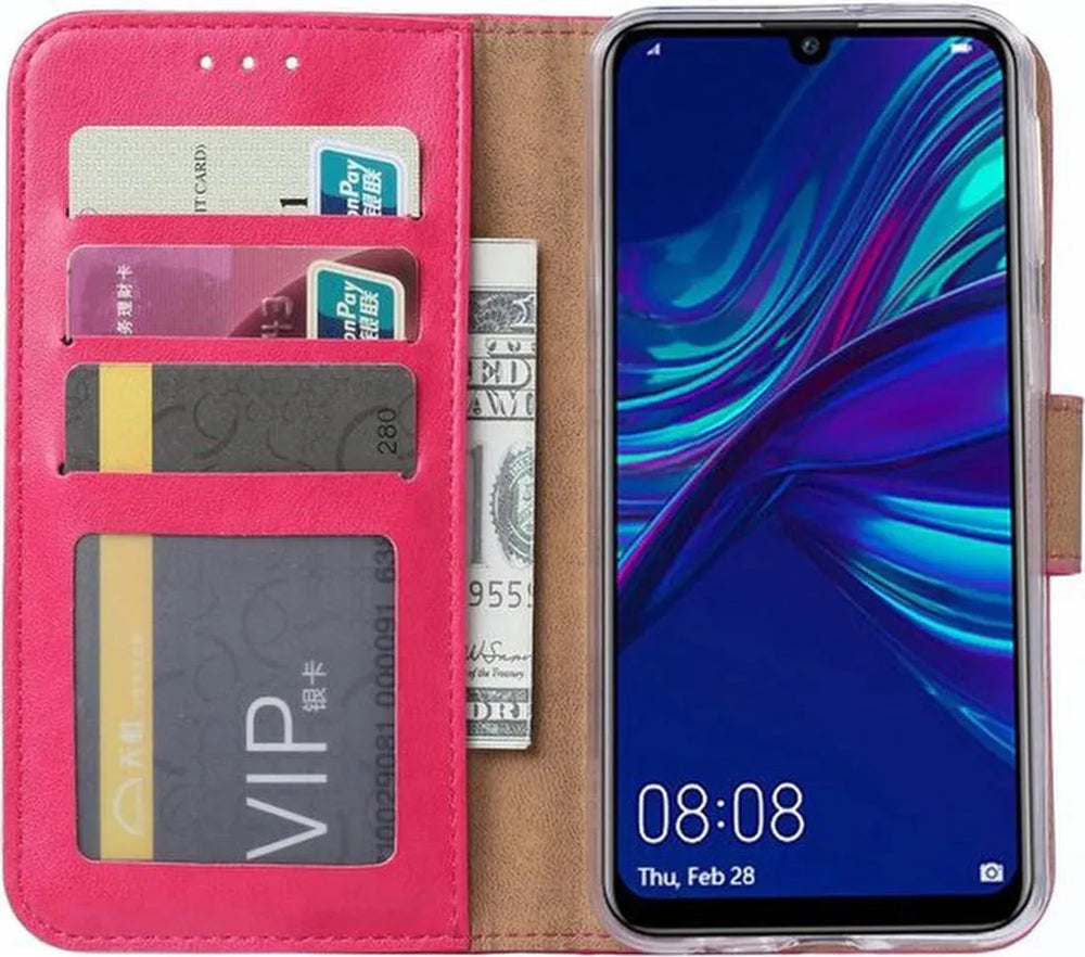 Huawei P Smart Plus 2019 Hoesjes – Portemonnee Hoes – Pasjeshouder – Magneetsluiting – Roze-Ilumina Benelux