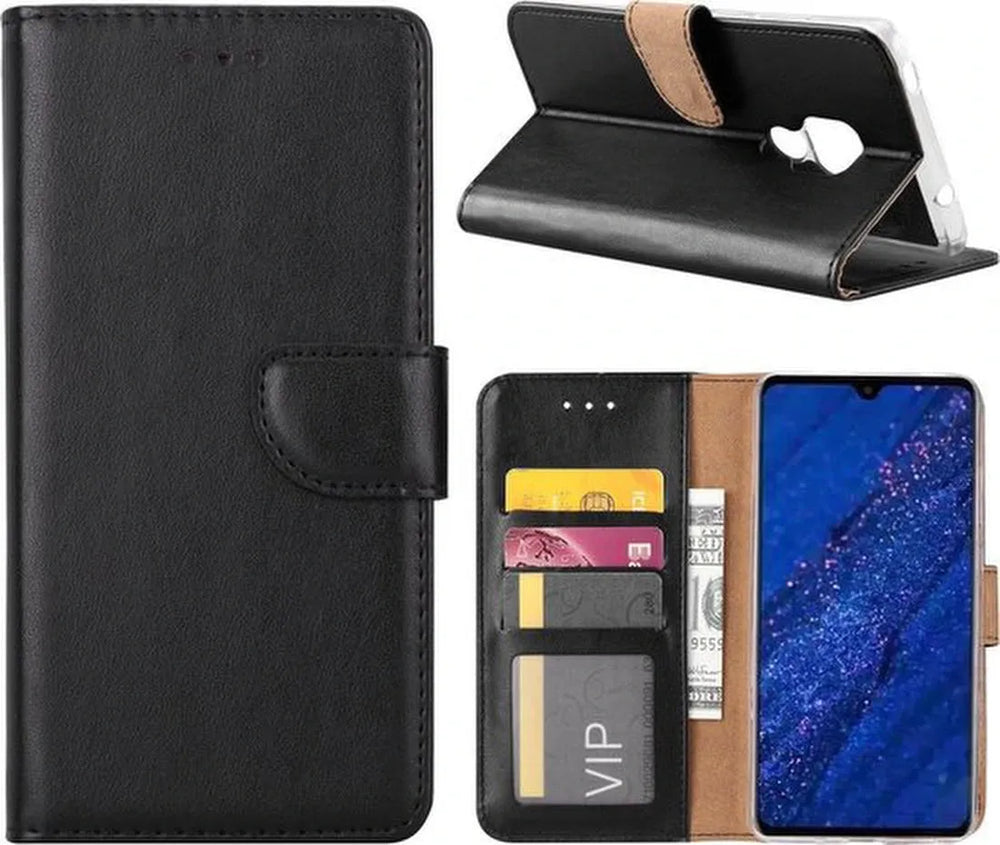 Huawei Mate 20 Hoesjes – Portemonnee Hoes – Bookcase – Pasjeshouder – Zwart-Ilumina Benelux