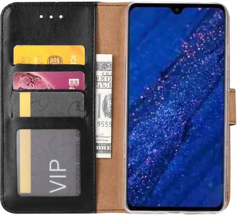 Huawei Mate 20 Hoesjes – Portemonnee Hoes – Bookcase – Pasjeshouder – Zwart-Ilumina Benelux