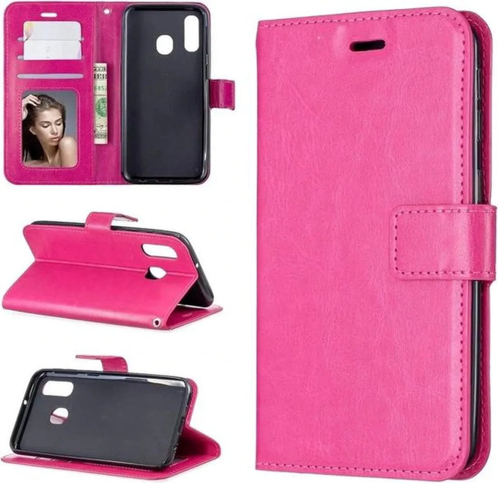 Huawei P30 Lite Hoesjes – Portemonnee Hoes – Pasjeshouder – Magneetsluiting – Roze-Ilumina Benelux