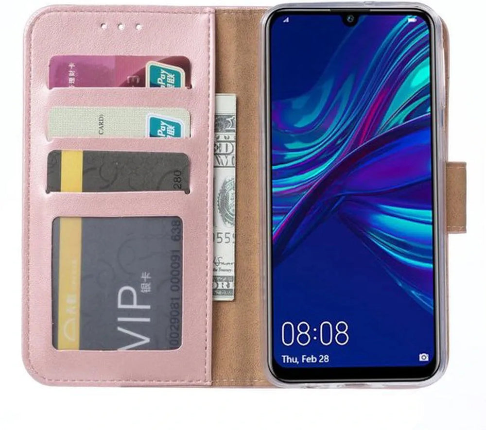Huawei P Smart 2019 Hoesjes – Portemonnee Hoes – Pasjeshouder – Magneetsluiting – Roségoud-Ilumina Benelux