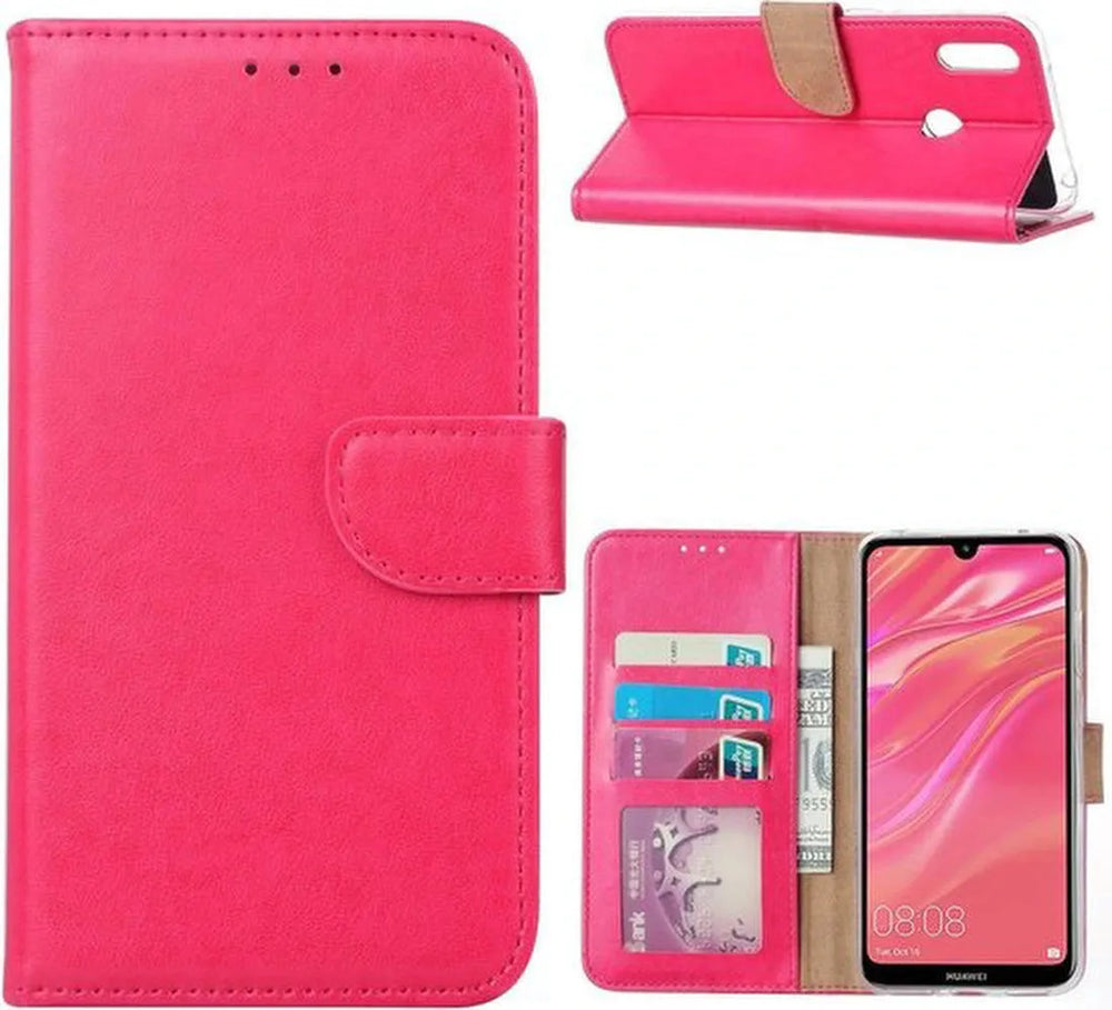 Huawei Y7 2019 Hoesjes – Portemonnee Hoes – Pasjeshouder – Magneetsluiting – Roze-Ilumina Benelux