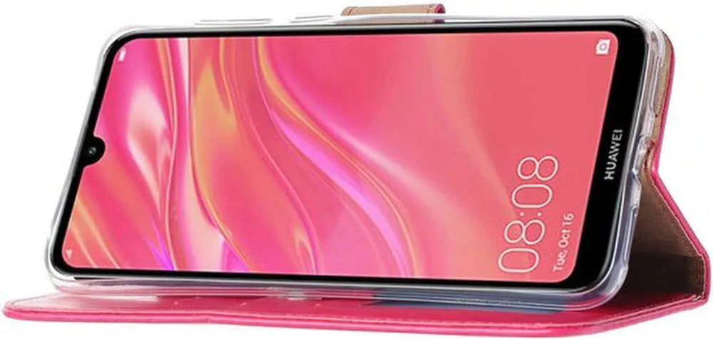 Huawei Y7 2019 Hoesjes – Portemonnee Hoes – Pasjeshouder – Magneetsluiting – Roze-Ilumina Benelux