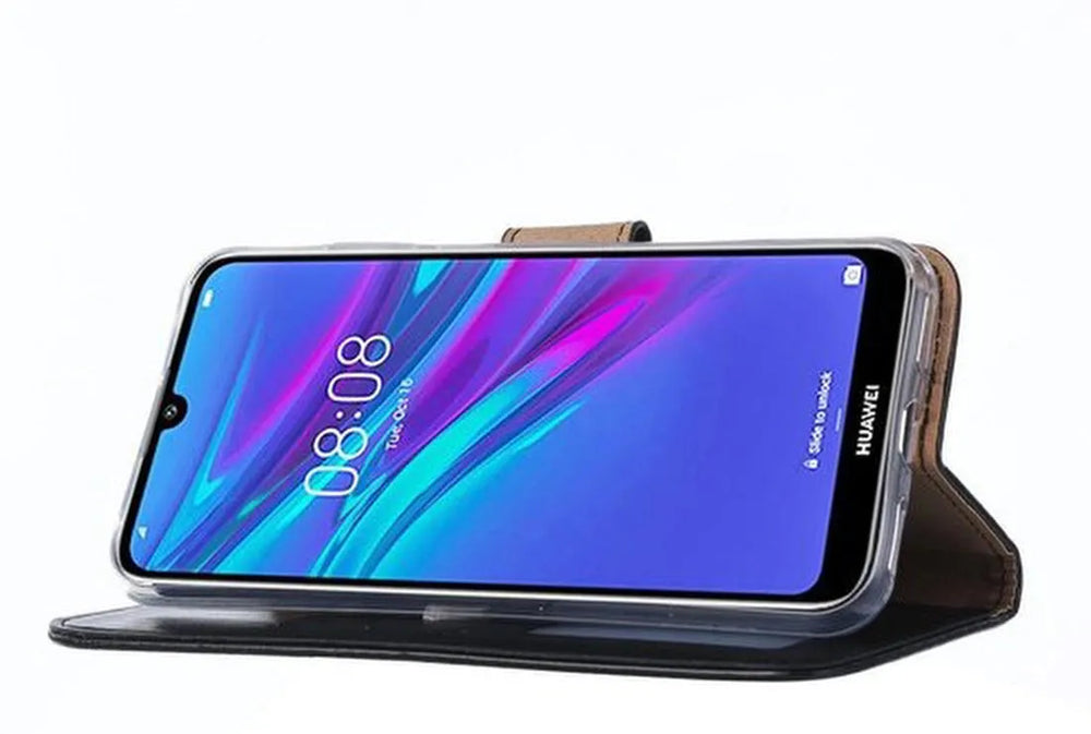 Huawei Y6 2019 Hoesjes – Portemonnee Hoes – Bookcase – Pasjeshouder – Zwart-Ilumina Benelux