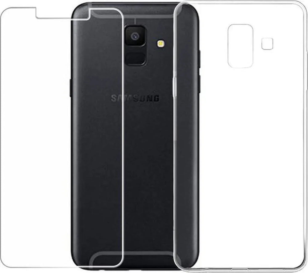 Samsung Galaxy A6 2018 Hoesjes – Transparante TPU Siliconen Backcover – 2x Gehard Glas Screenprotector-Ilumina Benelux
