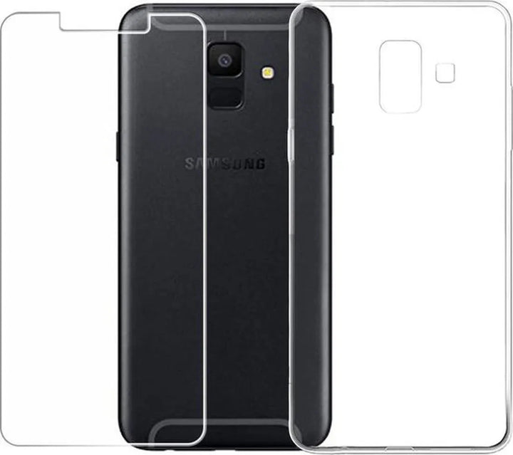 Samsung Galaxy A6 2018 Hoesjes – Transparante TPU Siliconen Backcover – 2x Gehard Glas Screenprotector-Ilumina Benelux