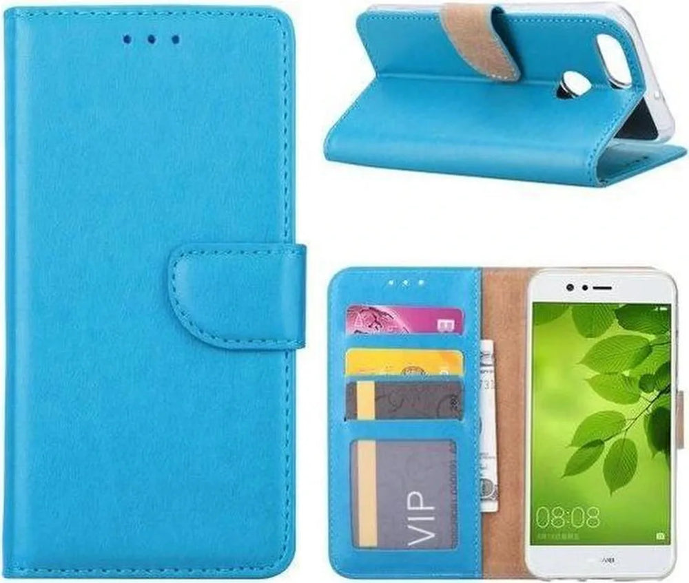 Huawei P Smart Hoesjes – Portemonnee Hoes – Magneetsluiting – Pasjeshouder – Turquoise-Ilumina Benelux