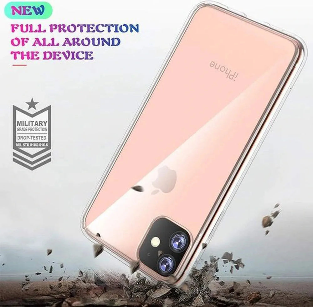 iPhone 11 Pro Max Hoesjes – Transparante TPU Siliconen Backcover – Soft Case – 2x Screenprotector Gehard Glas-Ilumina Benelux