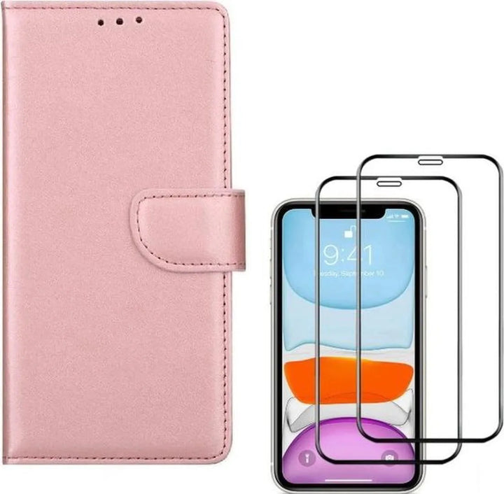 iPhone 11 Pro Max Hoesjes – Bookcase Portemonnee – Magneetsluiting – 2x Full Screenprotector – Roségoud-Ilumina Benelux