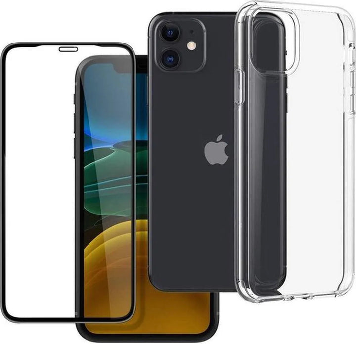 iPhone 11 Pro Hoesjes – Siliconen TPU Backcover – Schokbestendig – 2x Gehard Glas Screenprotector – Transparant-Ilumina Benelux