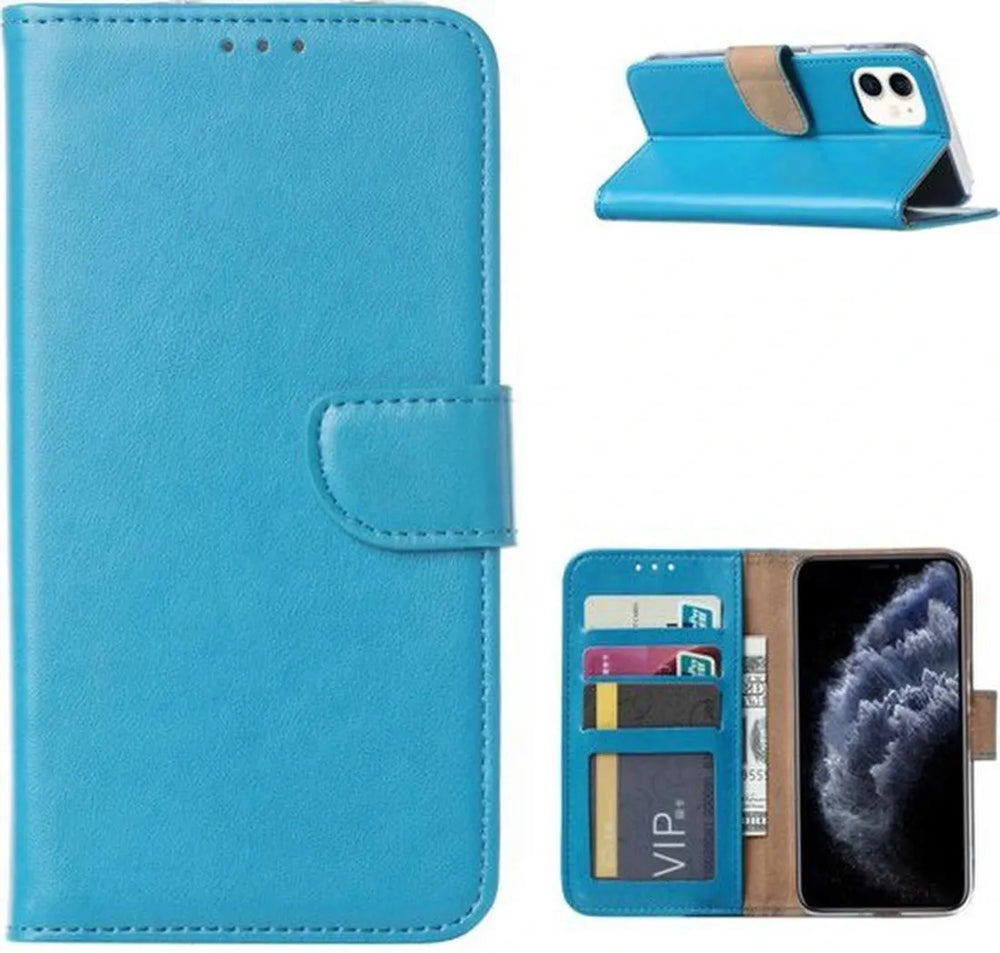 iPhone 11 Hoesjes – Portemonnee Bookcase – Magneetsluiting – 2x Full Screenprotector – Turquoise-Ilumina Benelux
