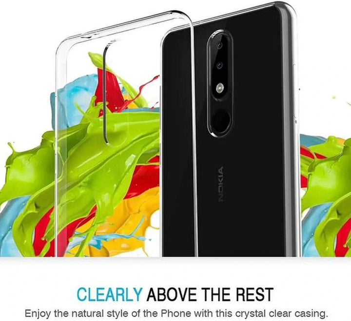 Nokia 5.1 Plus Hoesjes – Transparante TPU Siliconen Backcover – Soft Case – Incl. 2x Screenprotector Gehard Glas-Ilumina Benelux