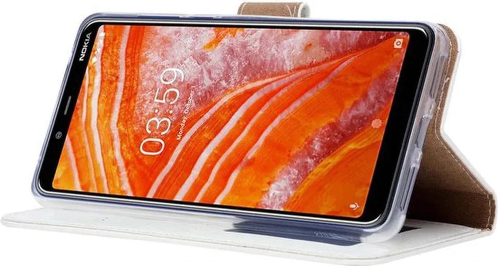 Nokia 3.1 Plus Hoesjes – Portemonnee Hoes – Pasjeshouder – 2x Screenprotector – Wit-Ilumina Benelux